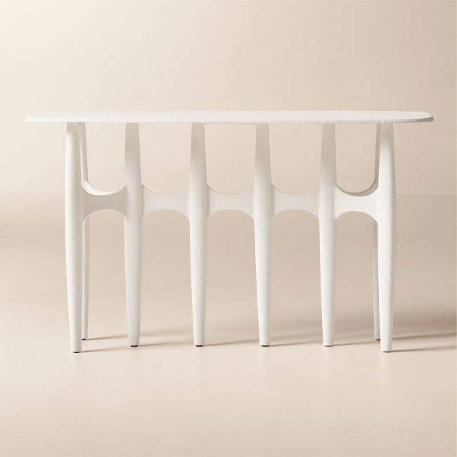 Bixby 52" White Cast Aluminum Console Table | CB2