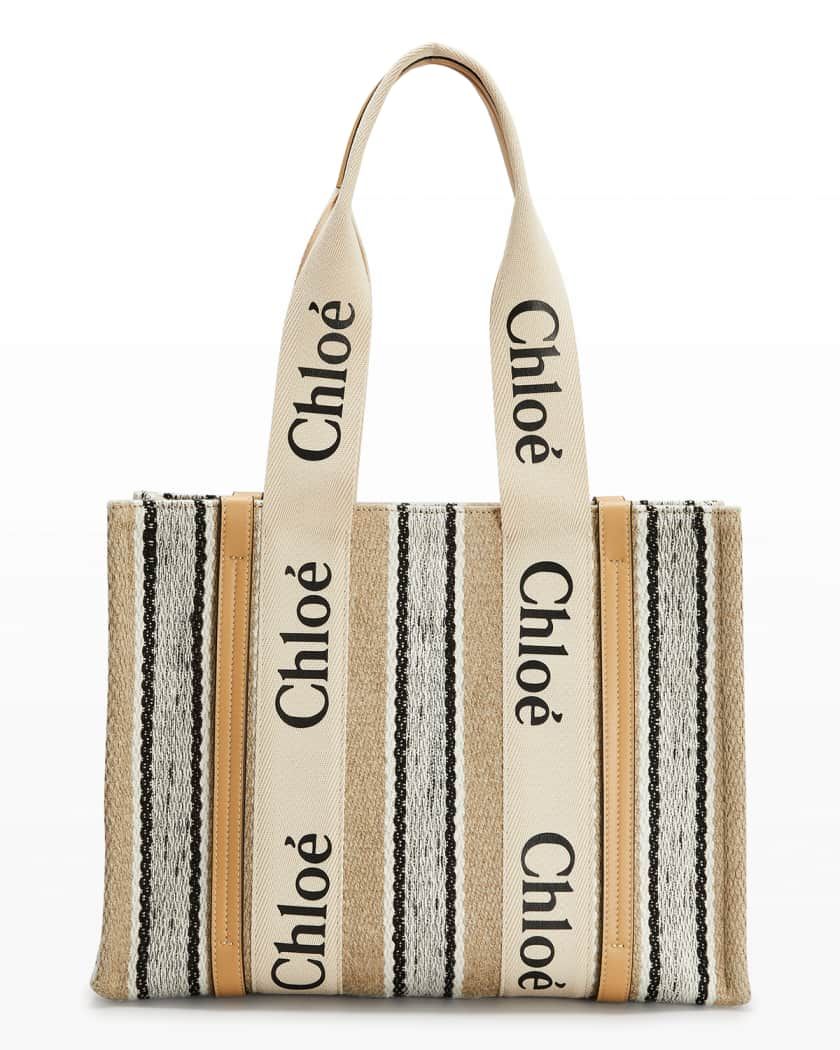 Woody Medium Striped Linen Tote Bag | Neiman Marcus