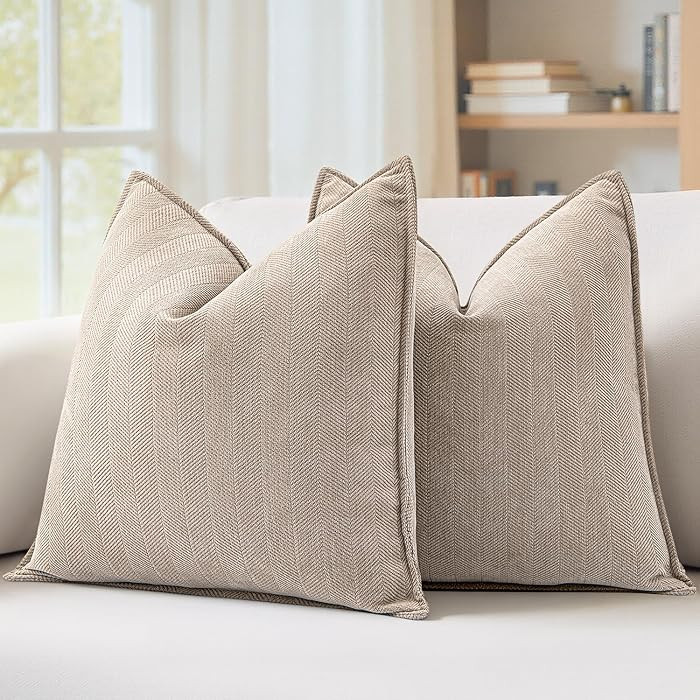 MIULEE Pack of 2 Beige Decorative Pillow Covers 20x20 Inch Soft Chenille Couch Throw Pillows Farm... | Amazon (CA)
