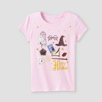 Girls' Harry Potter Icons Short Sleeve Shirt - Pink | Target