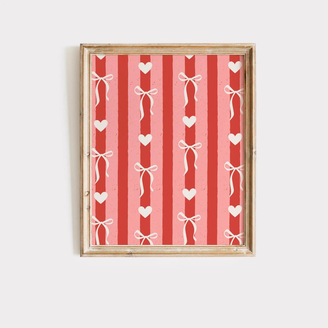 Coquette Valentines Day Print, Heart Printable, Cute Valentines Prints, Trendy Valentines Wall Ar... | Etsy (US)
