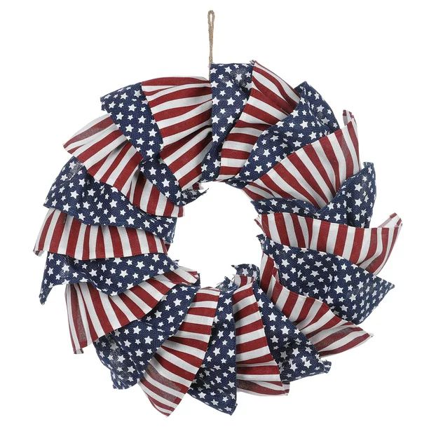 Way to Celebrate Fourth of July 26" Gingham Skirt Wreath | Walmart (US)