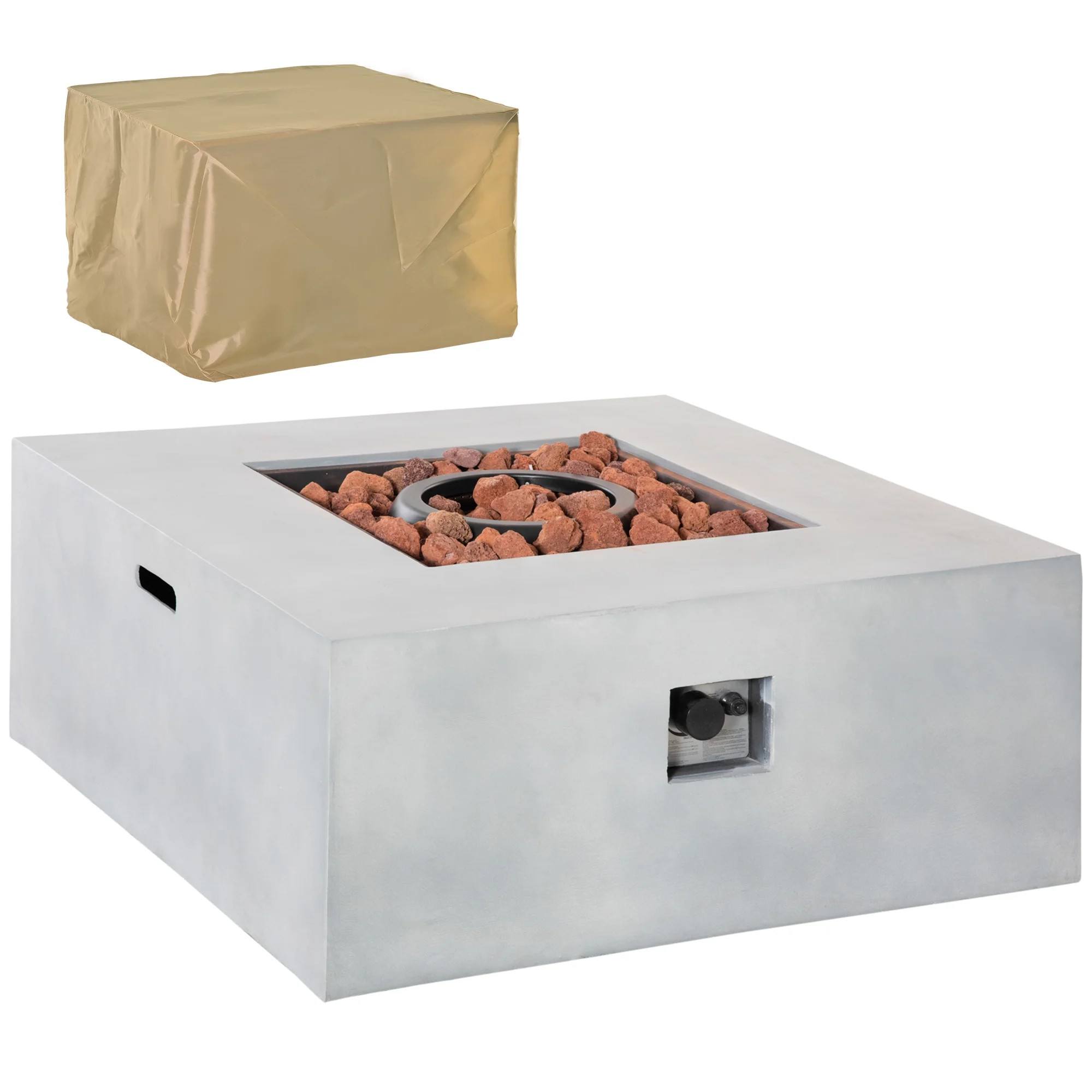 Outsunny 36 Inch Fire Pit Table, Square Propane Fire Table, 50,000BTU Auto Ignition Gas Firepits ... | Walmart (US)