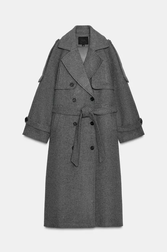 DOUBLE-BREASTED BELTED COAT WITH LOOPS | Zara US
