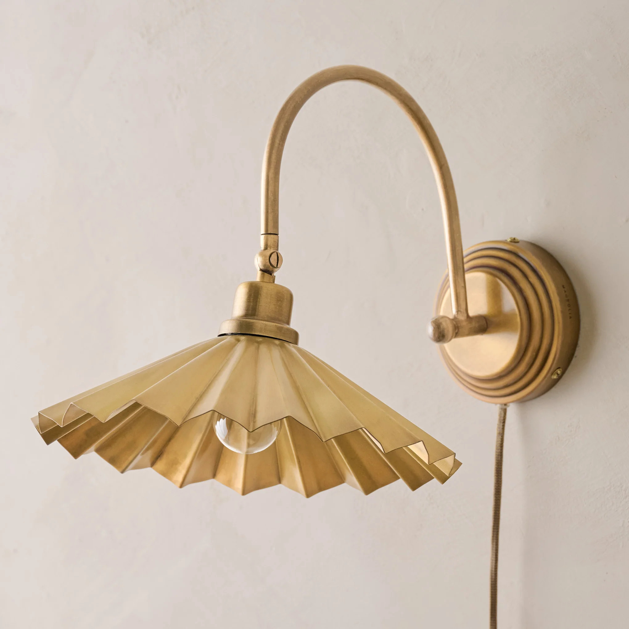 Brass Pleat Plug-in Sconce | Magnolia