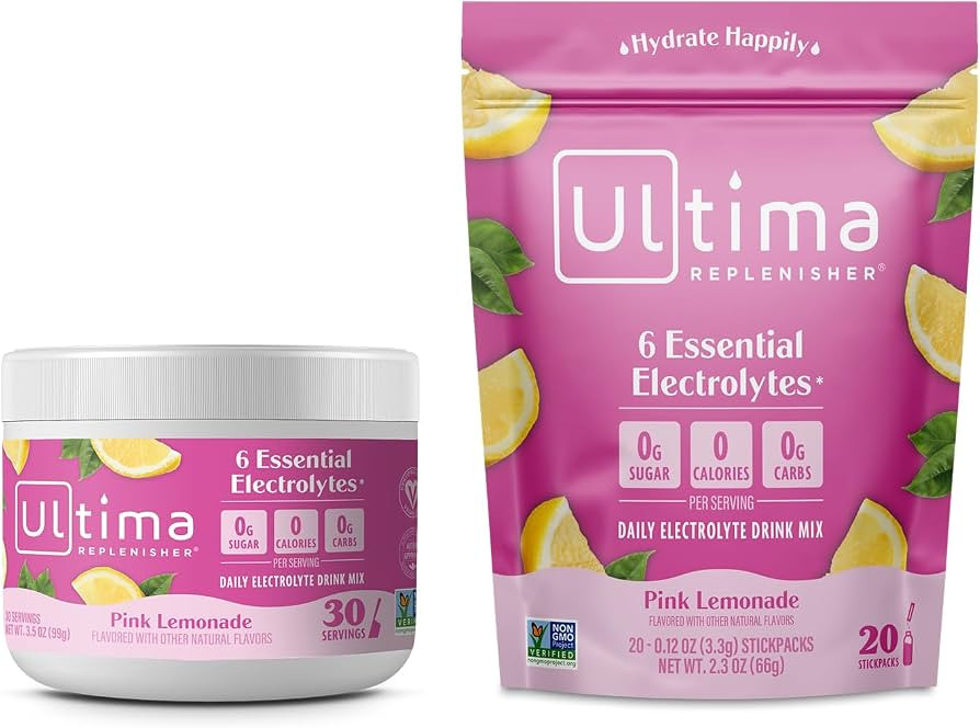 Ultima Replenisher Electrolyte Drink Mix Bundle – Pink Lemonade, 30 Serving Canister & 20 Stick... | Amazon (US)