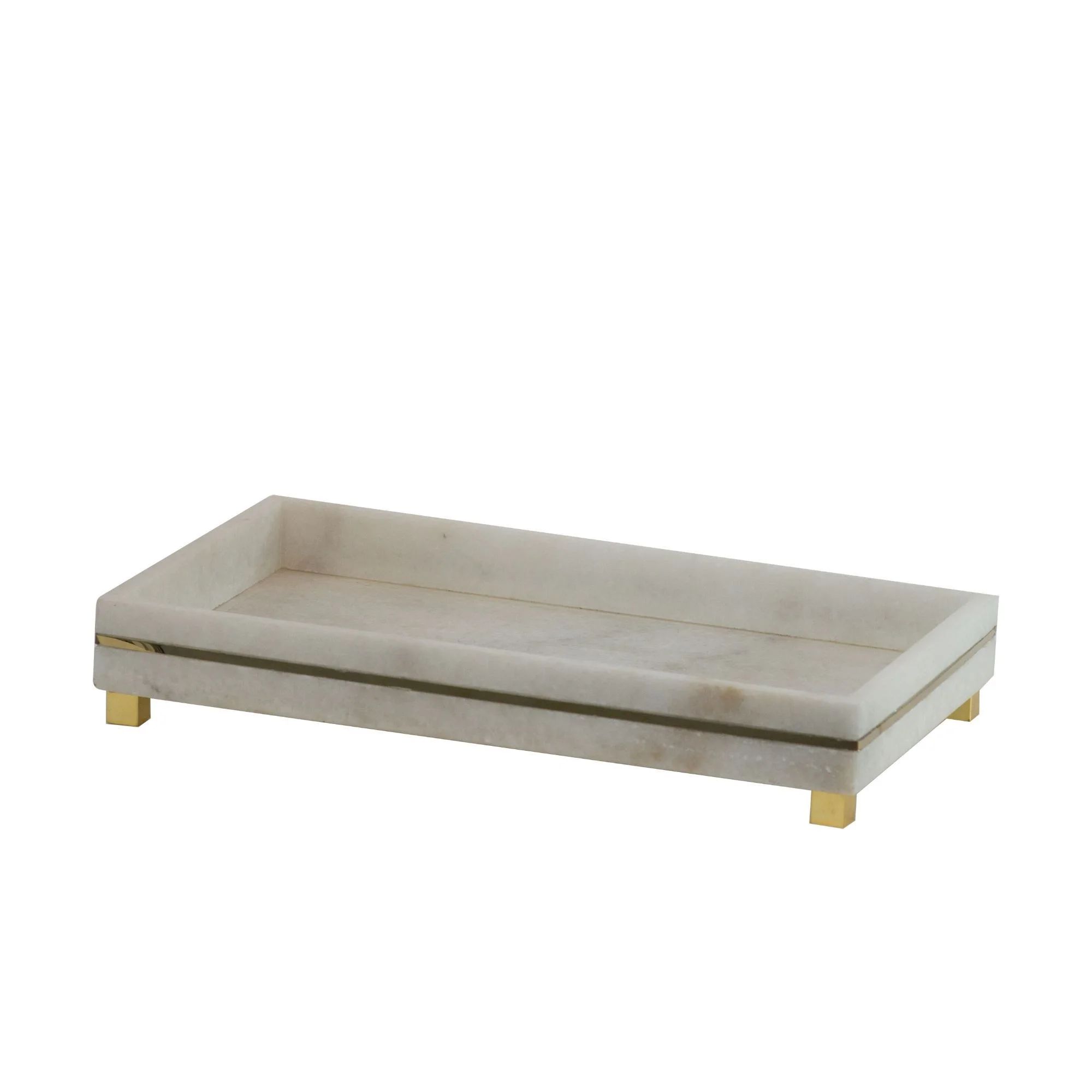 13.75" White and Gold Modern Style Large Tray | Walmart (US)