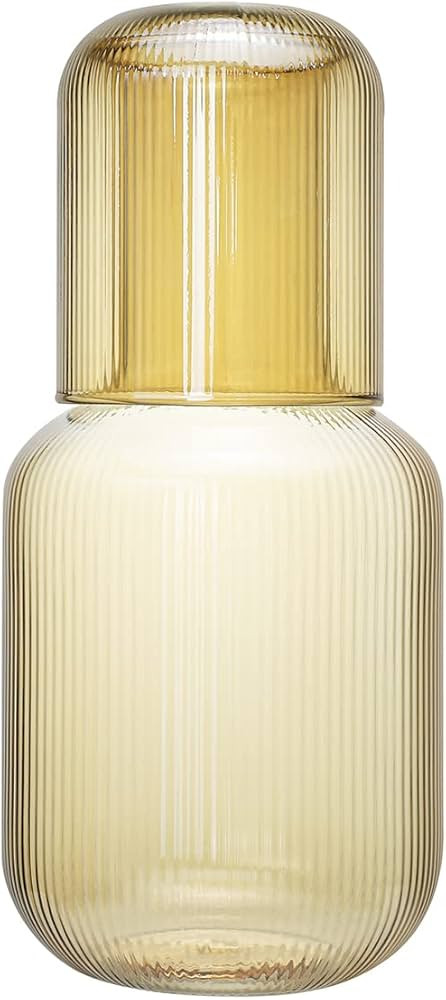 Sizikato 25 Oz Amber Glass Bedside Night Water Carafe with Tumbler Glass. | Amazon (US)