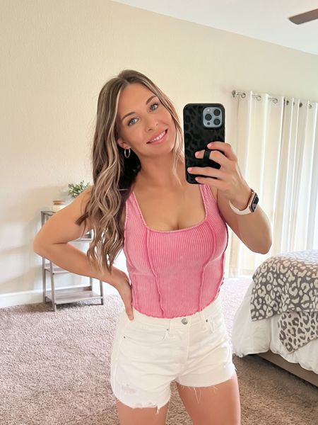 Pink purple crop tank / white denim shorts / spring summer outfit / target finds / target style / ootd / mom outfit / cute spring outfits / 

#LTKSeasonal #LTKunder50