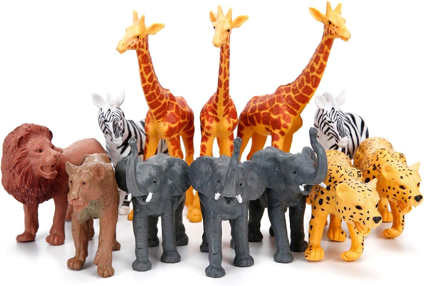 Jumbo Safari Animal Figurines Toys, 12 Piece African Jungle Zoo Animals Figures, Realistic Wild P... | Amazon (US)