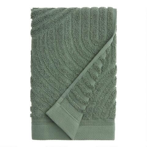 Laurel Wreath Green Sculpted Arches Hand Towel | World Market