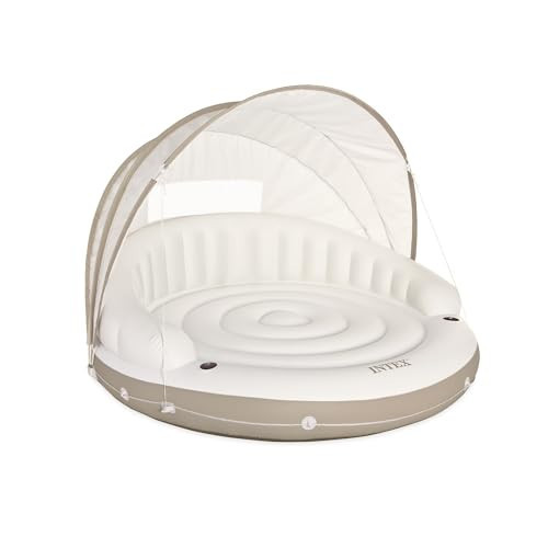 INTEX 58292EP Canopy Island Inflatable Pool Float: Comfortable Lounge Surface – Built-in Cup Holders – Detachable Sunshade – 440lb Max Weight Capacity – 78.5" x 59" | Amazon (US)