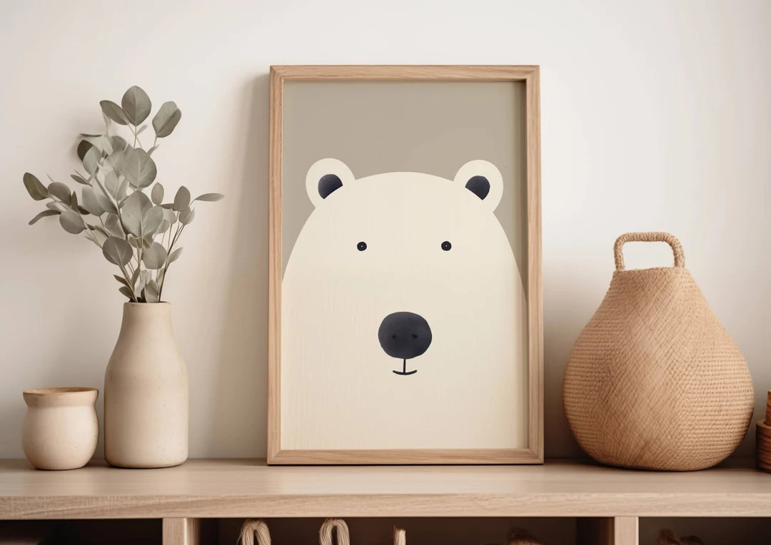 Polar Bear Print for Nursery. Simple Arctic Style Nursery Decor. Ideal Baby Shower Gift - Etsy UK | Etsy (UK)