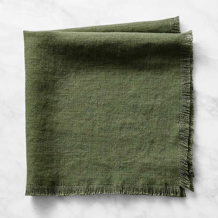 Fringed Napkins, 20" X 20", Set of 4, Olive | Williams-Sonoma