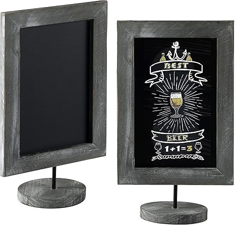MyGift 11-Inch Vintage Gray Wood-Framed Tabletop Chalkboard Signs, Set of 2 | Amazon (US)