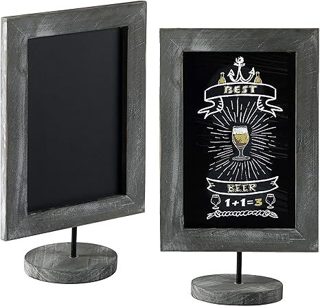 MyGift 11-Inch Vintage Gray Wood-Framed Tabletop Chalkboard Signs, Set of 2 | Amazon (US)