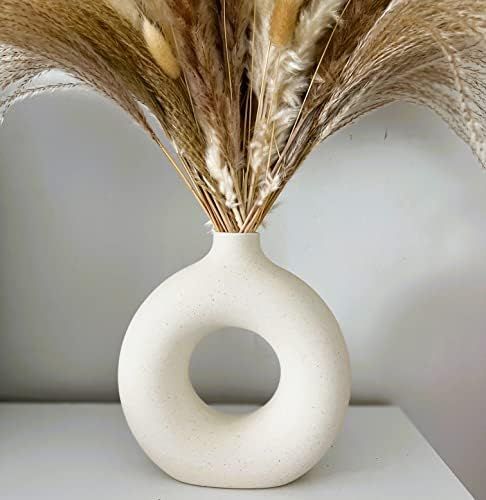 White Ceramic Vase for Pampas Grass Flowers, Vase Decor, White Vases for Decor, Modern Home Decor... | Amazon (US)