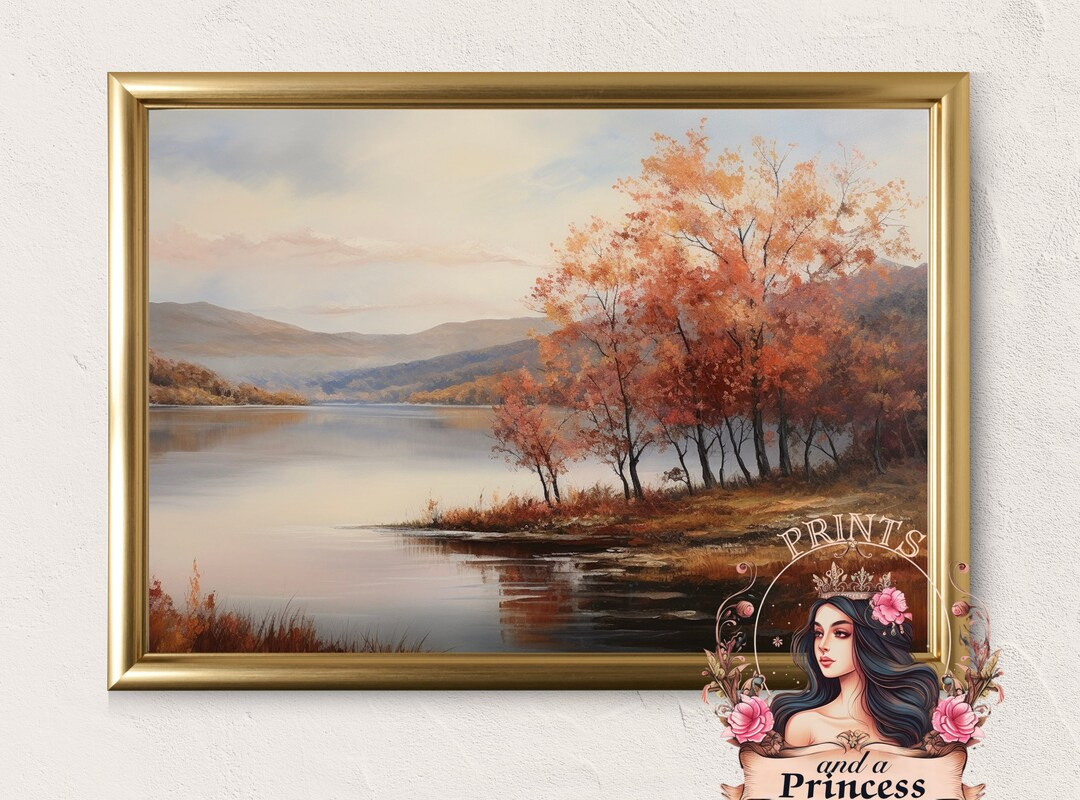 Autumn Art Print  Fall Printable Wall Art  Lake Art Print  - Etsy | Etsy (US)