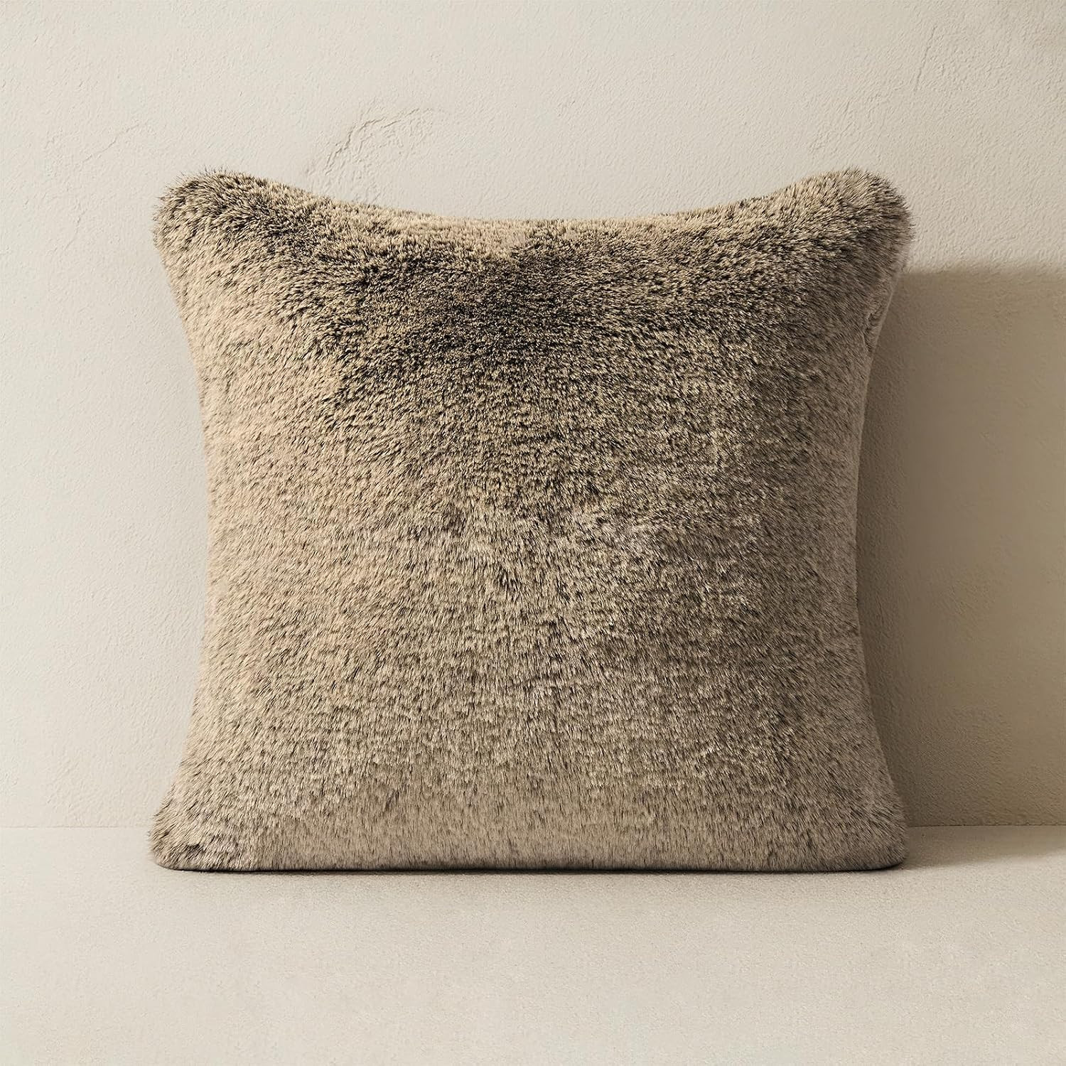 Faux Chinchilla Fur Throw Pillow Cover, 20"x20", Brown Sable | Amazon (US)