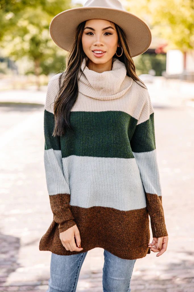 Trust In Me Forest Green Colorblock Sweater | The Mint Julep Boutique