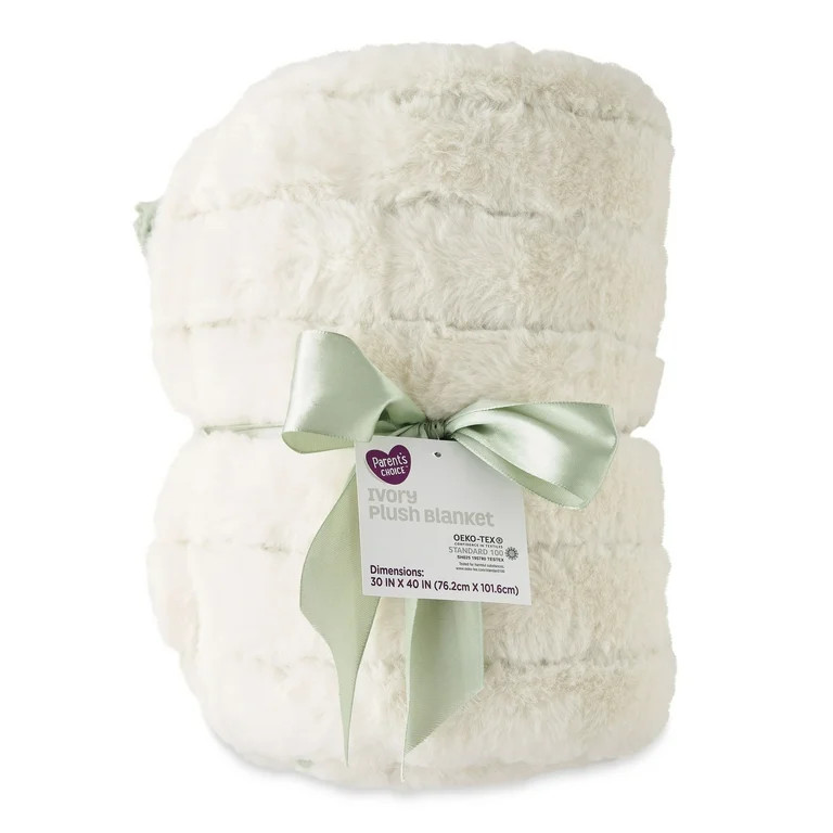Parent's Choice Premium Plush Baby Blanket for Baby and Toddler, Ivory, 30" x 40" | Walmart (US)