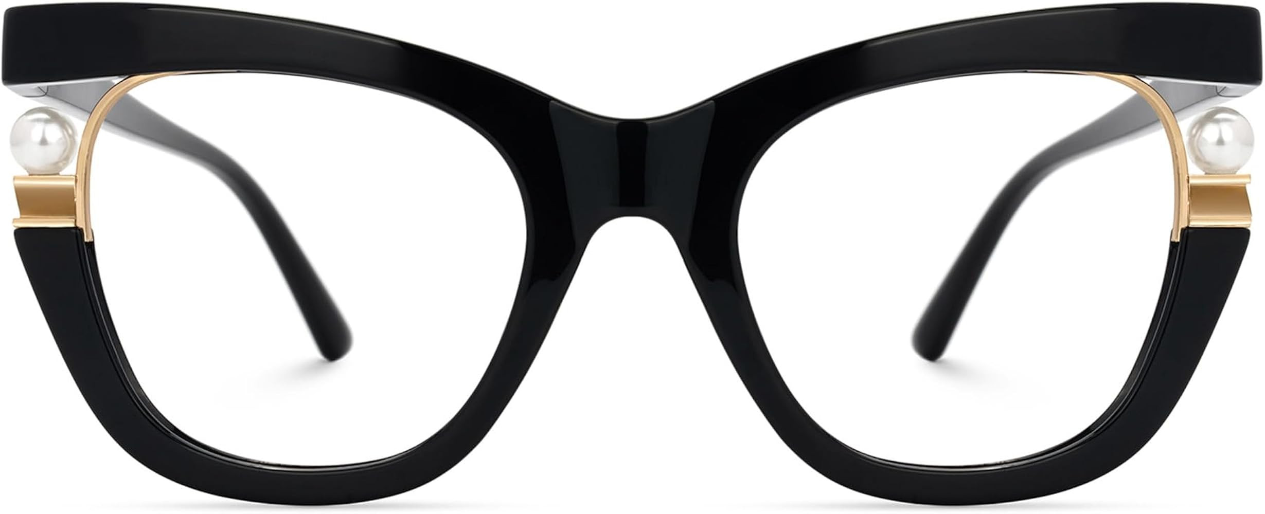 Zeelool Stylish Cat Eye Pearl Glasses Frame Women with Non-prescription Clear Lens ZJGX957054 | Amazon (US)