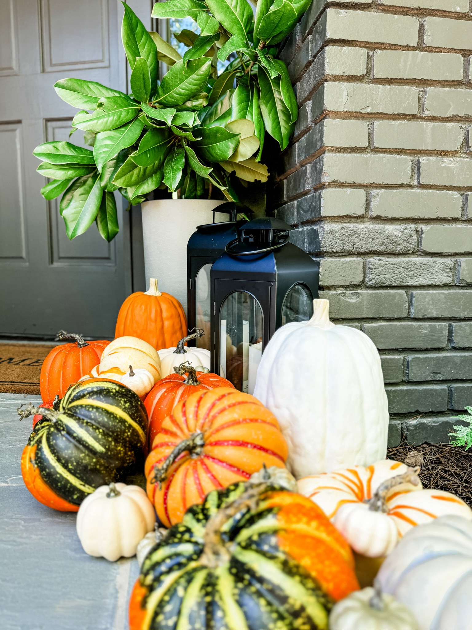 Fall Porch Reset! These large lanterns are my favorite and look so much more expensive than they are! I chose to use all faux pumpkins this year and love how realistic they look! I’ll be able to use these for several years to come as well! 

#falldecor #frontporchdecor #fauxpumpkins #autumndecor #walmarthomefind 

#LTKSeasonal #LTKHome #LTKVideo
