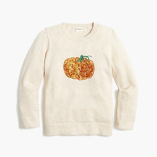 Girls' sequin pumpkin Teddie sweater | J.Crew Factory