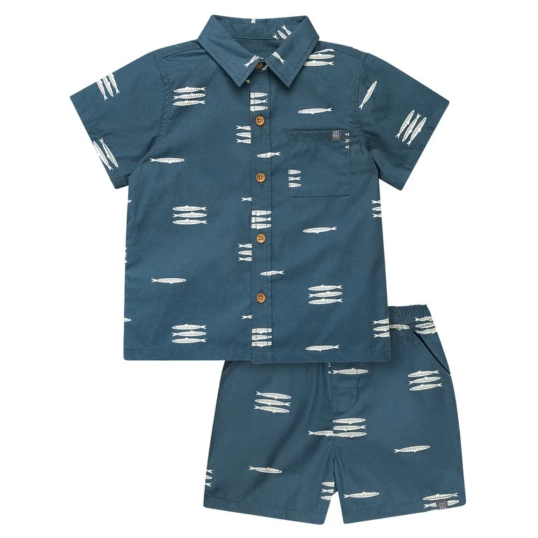 Modern Moments by Gerber Toddler Boy Resort Shirt and Short Outfit Set, 2-Piece, 12 Months - 5T | Walmart (US)