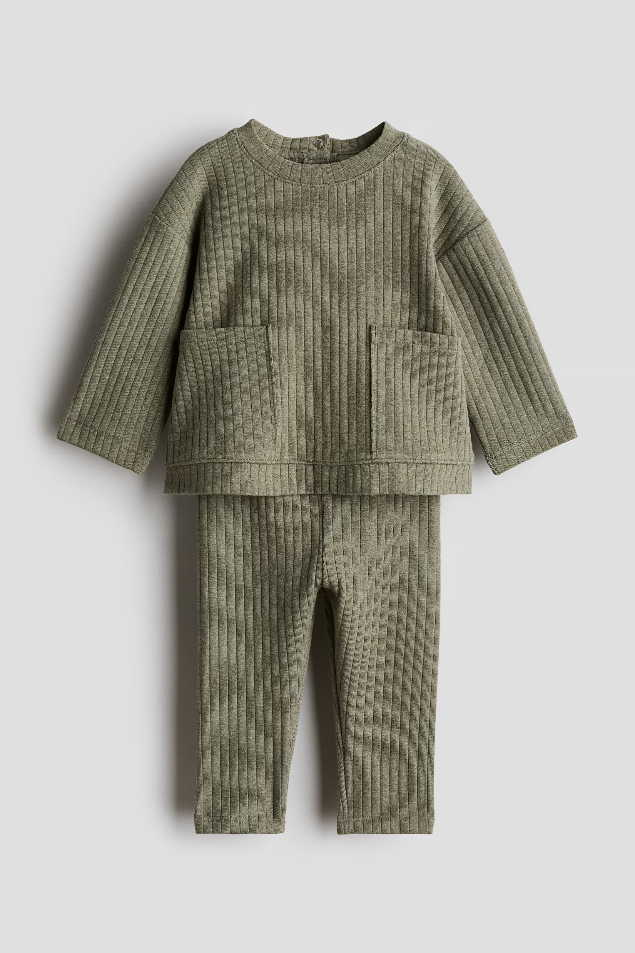 2-piece Wide-Rib Cotton Set - Light beige - Kids | H&M US | H&M (US + CA)