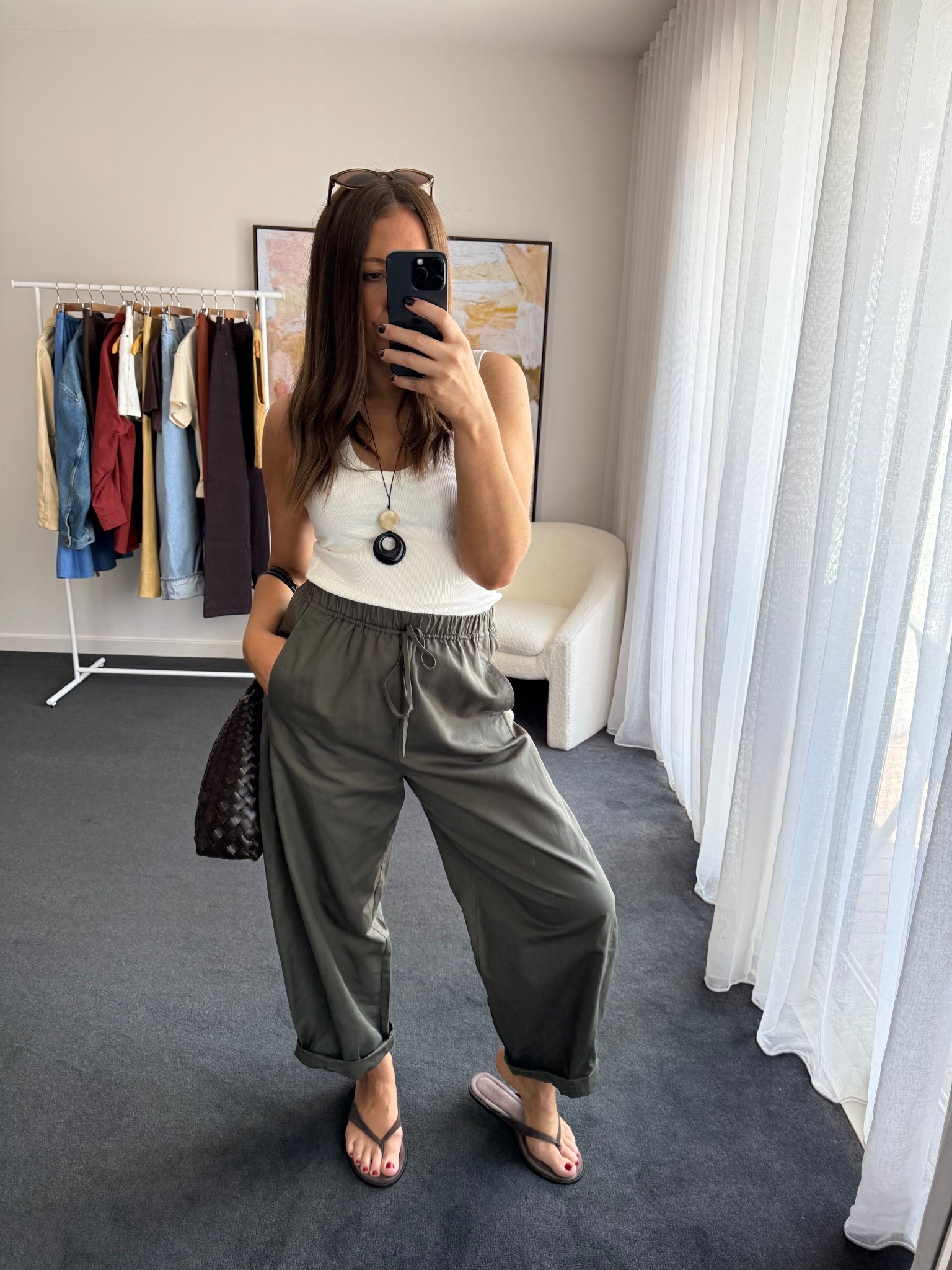 Tank: Dissh 
Pants: Assembly Label
Necklace: Dissh
Bag: Dragon Diffusion 
Sunglasses: Billini 
Flip Flop: Tony Bianco 

#LTKFashionMonth #LTKsummer #LTKaustralia