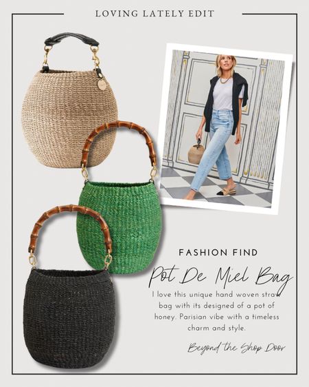 Fashion Find - Pot De Miel Bag

I love this unique hand woven straw bag with its designed of a pot of honey. Parisian vibe with a timeless charm and style.

Basket Bag | Bucket Bag | Raffia Bag


#LTKItBag #LTKStyleTip #LTKOver40
