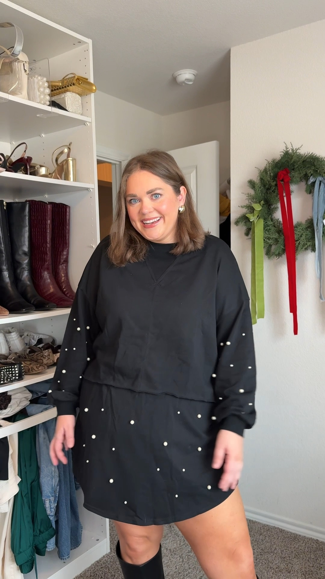 Causal holiday New Year’s Eve outfit idea wearing xxl. Wide calf boots are under $50! 

#LTKHoliday #LTKPlusSize #LTKFindsUnder50
