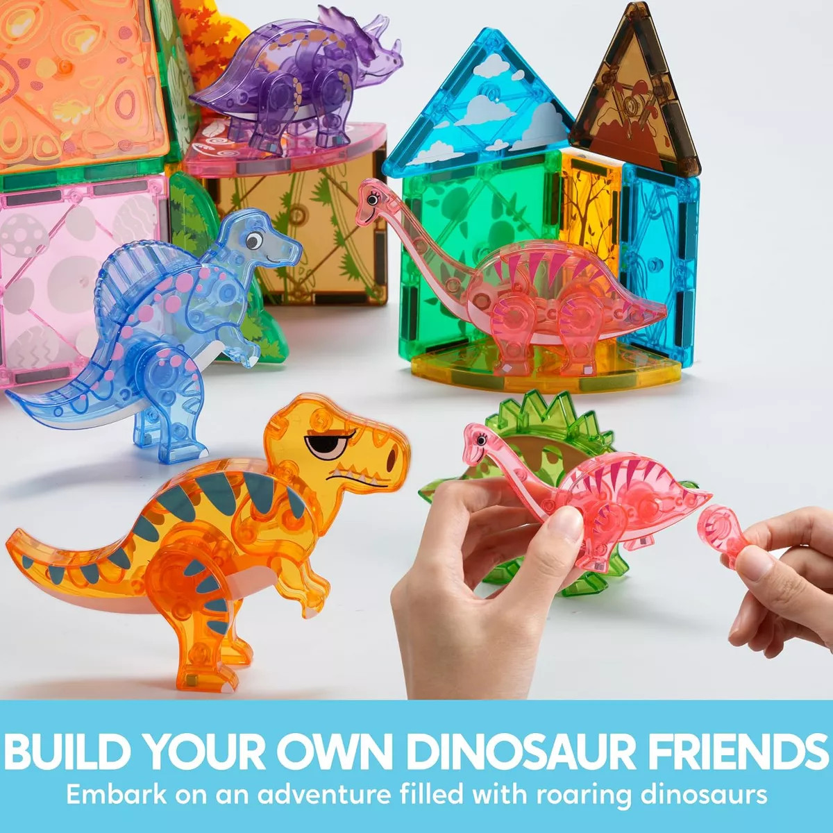 JOYFY 50PCS Magnetic Tiles Dinosaur Set for Kids,Educational STEM Toy for Boys & Girls Ages 3-5 4... | Target