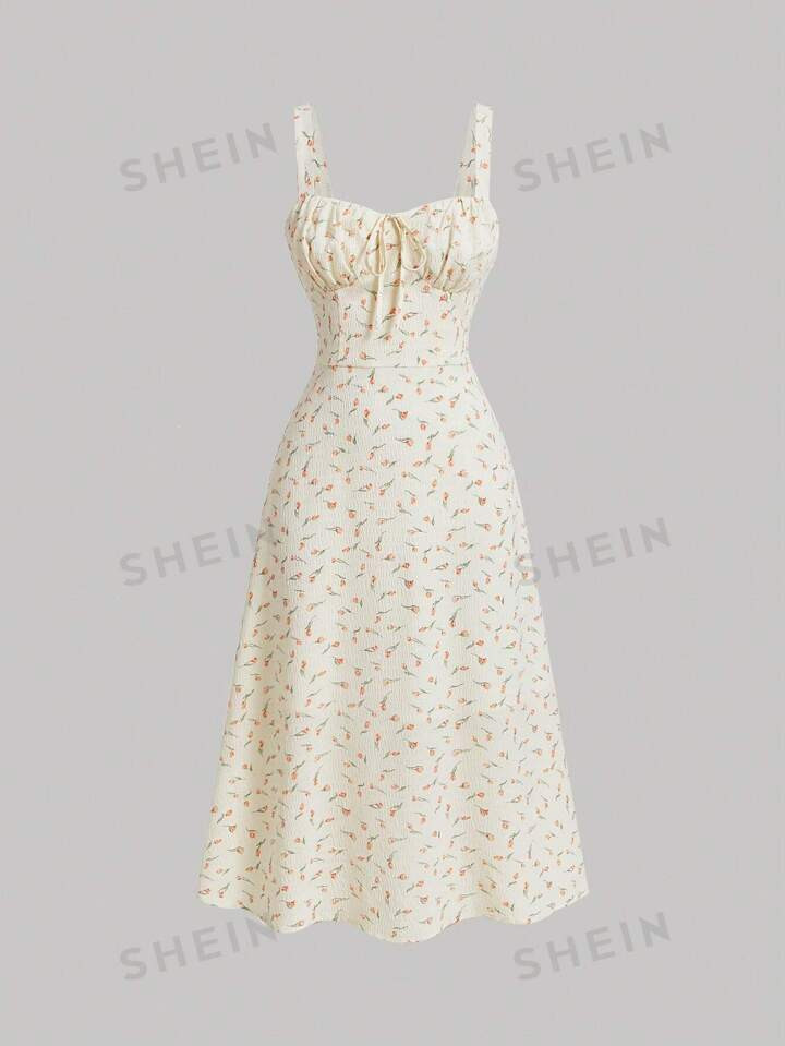 SHEIN MOD Women's Sweet Floral Print Romantic Countryside Style Mid-Length Vacation Dress,Summer ... | SHEIN