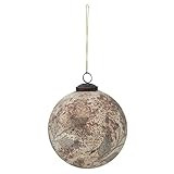 Creative Co-Op Glass Ball Ornament with Etched Leaf Pattern, Marbled Matte Cream and Brown | Amazon (US)