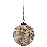 Creative Co-Op Glass Ball Ornament with Etched Leaf Pattern, Marbled Matte Cream and Brown | Amazon (US)