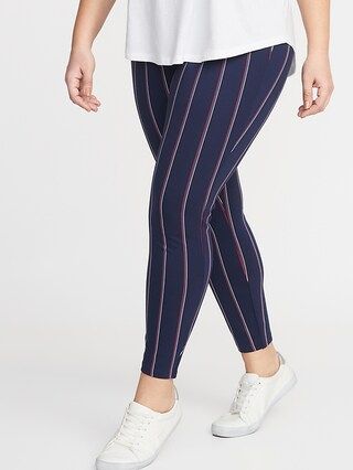 High-Rise Striped Ponte-Knit Plus-Size Stevie Pants | Old Navy US