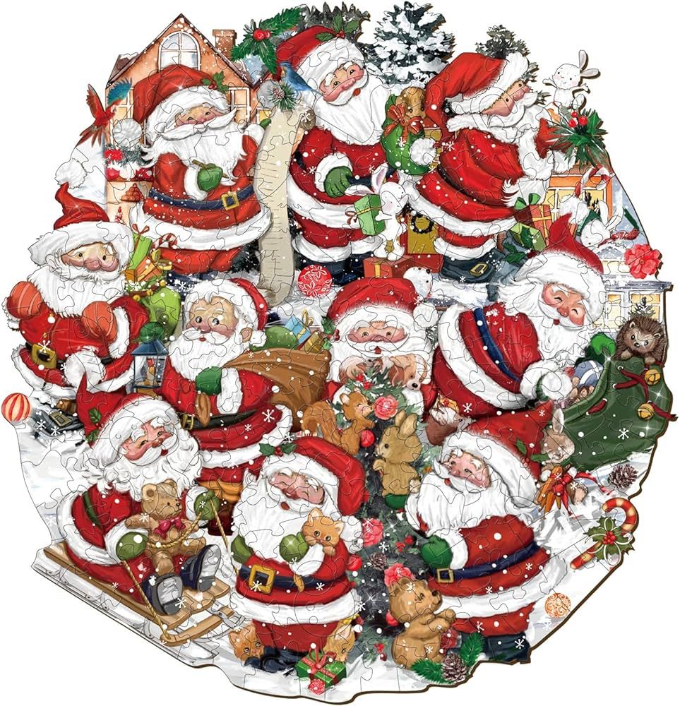 KAAYEE Wooden Jigsaw Puzzles-Happy Santa Claus Wooden Puzzle Unique Shape Wood Puzzle, for Adults... | Amazon (US)