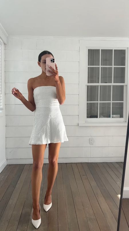 Affordable white bridal dresses🤍 sequin bow dress runs small - wearing xs but need a s, size up!

#LTKwedding