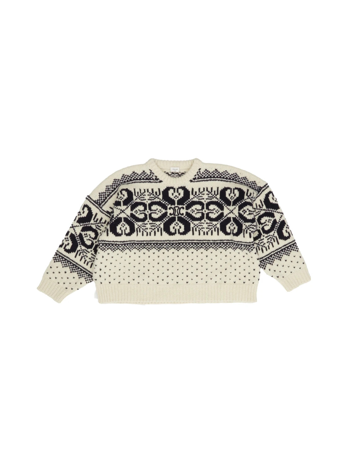 crew neck sweater in fair isle wool and cashmere | Senser US
