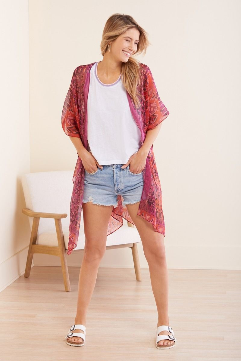 Tessa Global Print Ruana | Evereve