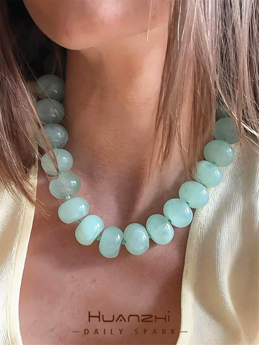 Bohemian Fashion Casual Dopamine Resin Beaded Necklace, Large Bead Necklace, Exuding Luxurious Je... | SHEIN