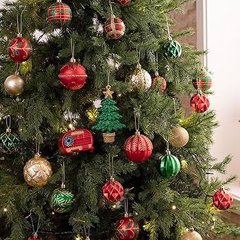 Valery Madelyn Christmas Tree Ornaments Set, 60ct Red Green and Gold Shatterproof Christmas Tree ... | Amazon (US)
