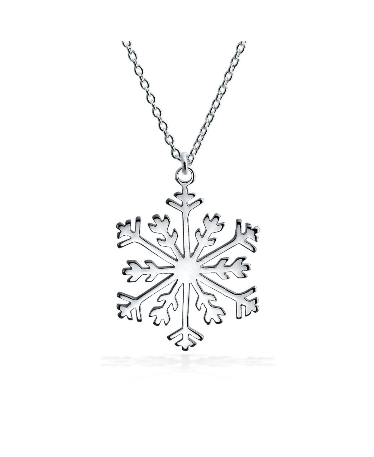 Bling Jewelry Holiday Party Frozen Winter Snowflake Pendant Necklace For Women For Sterling Silver With Chain - Silver | Macy's