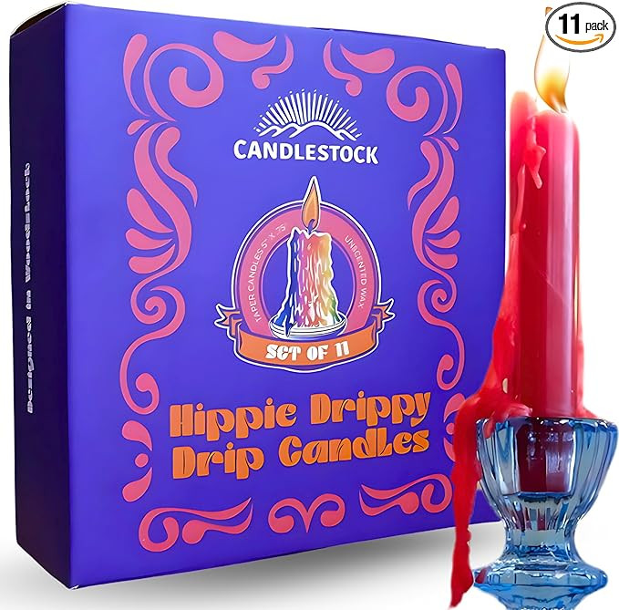 Candlestock Hippie Drippy Drip Candles - Pack of 11 Dripping Taper Candles - Wine Bottle Melting ... | Amazon (US)