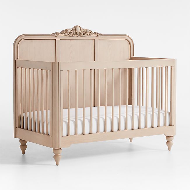 Lennox Carved Natural Wood Convertible Baby Crib by Leanne Ford | Crate & Kids | Crate & Barrel