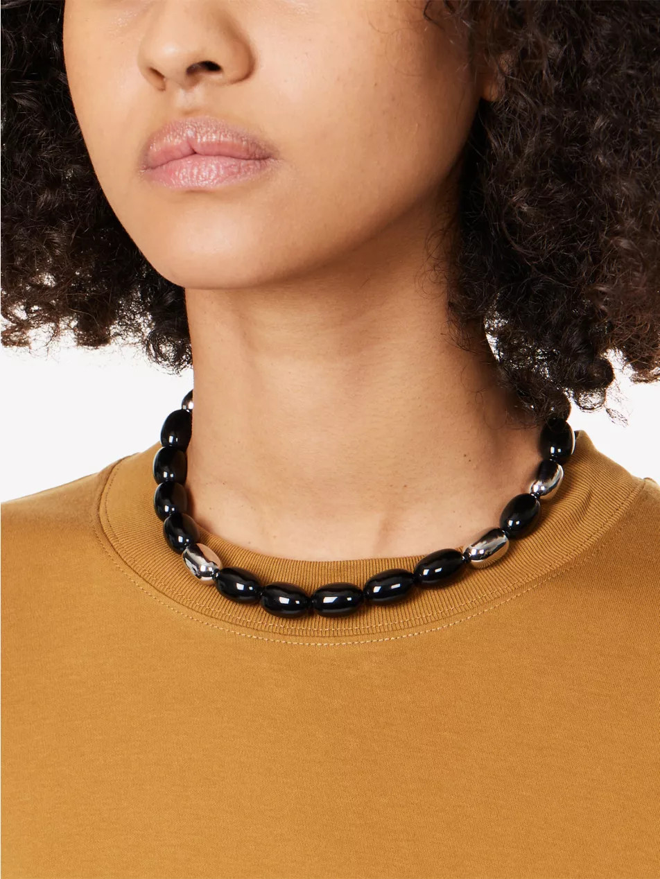 Clementine Silver PVD Plated Stainless-Steel Beaded Necklace | Selfridges