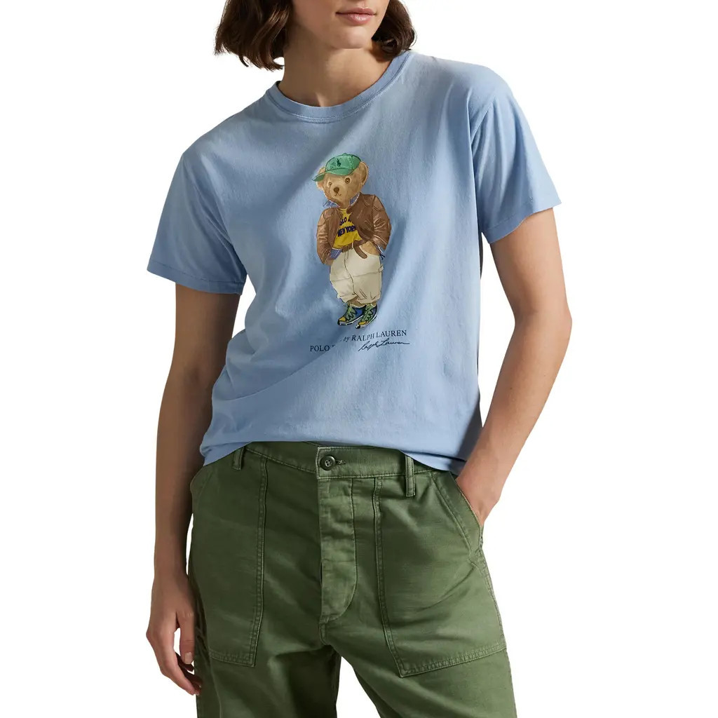 Polo Ralph Lauren Polo Bear Cotton Graphic T-Shirt in Chambray Blue at Nordstrom, Size Large | Nordstrom