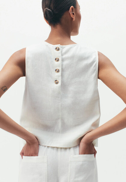 Vera Linen Blend Shell Top | Hush UK